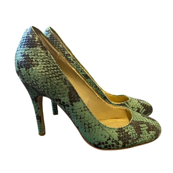 Steve Madden Womans 9 Snakeskin LEATHER Aspiree Pumps Turquoise Green Heels - Picture 4 of 7